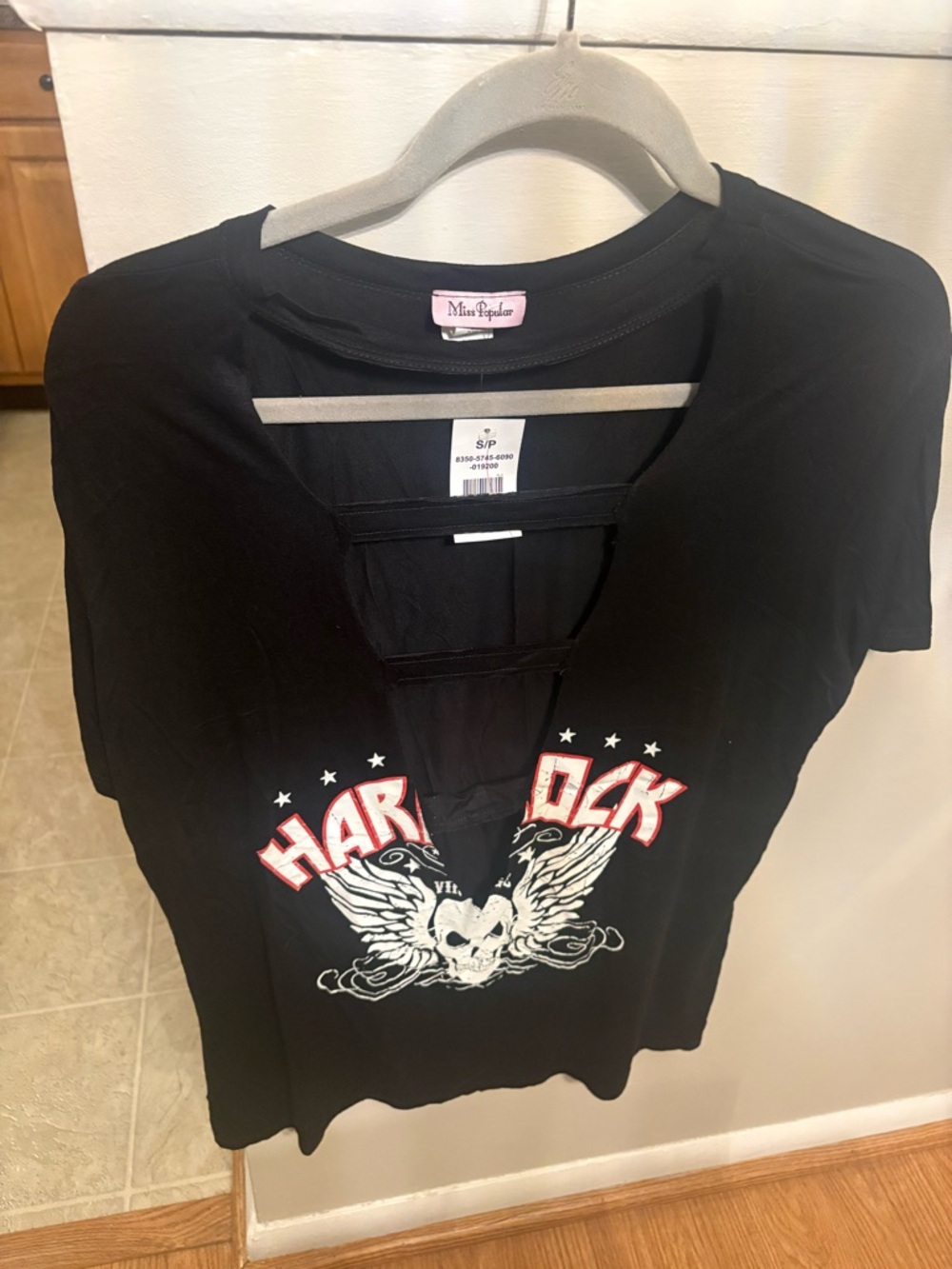 Harley Rock Graphic Cutout Black Tee - Miss Popular